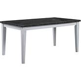 Lanton 64" Dining Table in Dark Marble & Antique White Finish