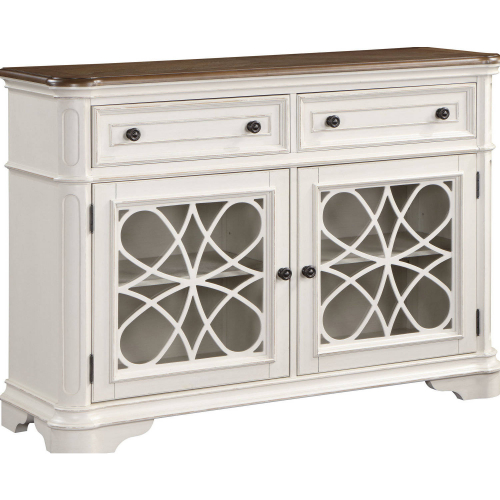 Florian Server in Antique White & Weathered Oak Finish