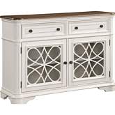 Florian Server in Antique White & Weathered Oak Finish