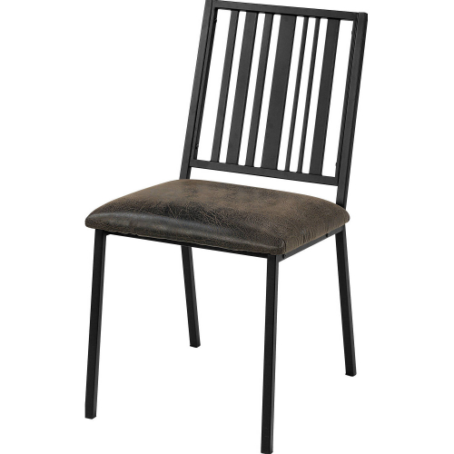 Zudora Dining Chair in Sandy Black Metal & Brown Leatherette (Set of 2)