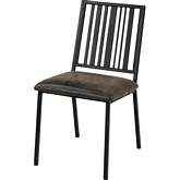Zudora Dining Chair in Sandy Black Metal & Brown Leatherette (Set of 2)