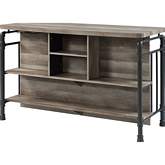Edina Kitchen Island in Antique Oak Finish & Sandy Gray Metal
