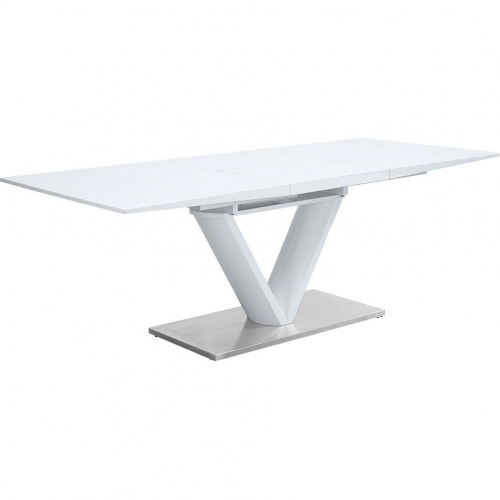 Gallegos 63" Extension Dining Table in High Gloss White Finish