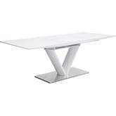 Gallegos 63" Extension Dining Table in High Gloss White Finish