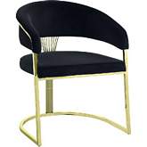 Fallon Dining Chair in Black Velvet & Gold Steel
