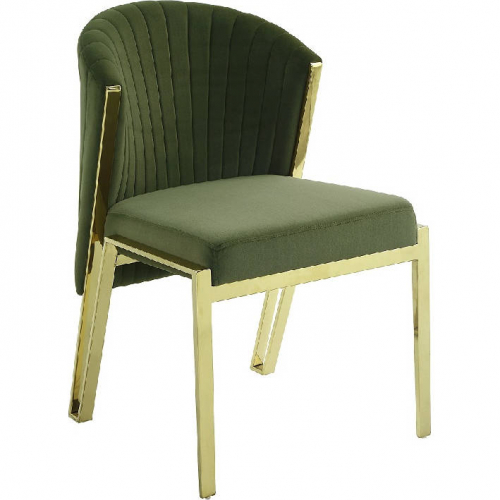 Fallon Dining Chair in Green Velvet & Gold Steel (Set of 2)