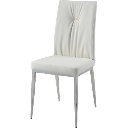 Kamaile Dining Chair in Off White Eco Leather & Chrome (Set of 2)