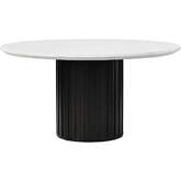 Jaramillo 54" Round Dining Table in White Faux Marble & Black Finish