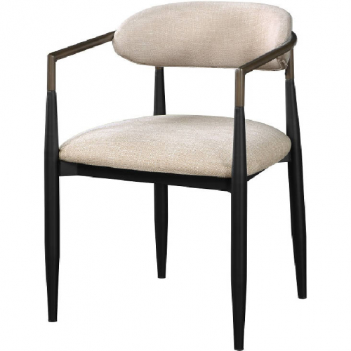 Jaramillo Dining Chair in Beige Fabric & Black Finish (Set of 2)