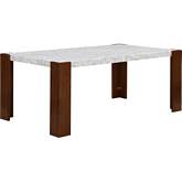 Hettie 72" Dining Table in White Engineered Stone & Wood