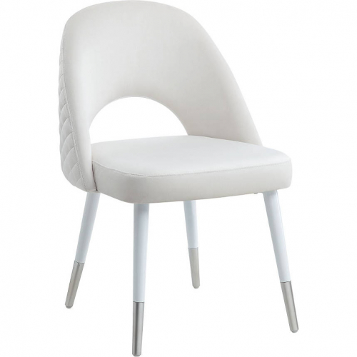 Kameryn Dining Chair in White Velvet & White Finish