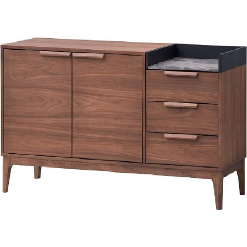 Bevis Server in Engineered Stone & Walnut Finish