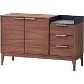 Bevis Server in Engineered Stone & Walnut Finish