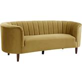 Millephri Sofa in Channel Tufted Olive Yellow Velvet