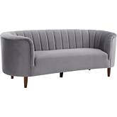 Millephri Sofa in Channel Tufted Gray Velvet