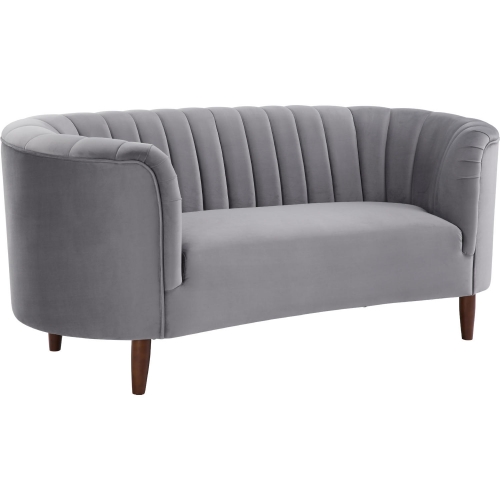 Millephri Loveseat in Channel Tufted Gray Velvet