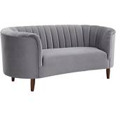 Millephri Loveseat in Channel Tufted Gray Velvet