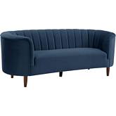 Millephri Sofa in Channel Tufted Blue Velvet