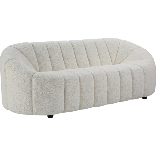 Osmash Sofa in Channel Tufted White Teddy Sherpa