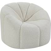 Osmash Swivel Accent Chair in Channel Tufted White Teddy Sherpa