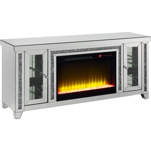 Noralie 59" Fireplace TV Stand in Mirror & Faux Diamonds