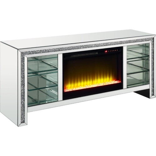 Noralie 59" Fireplace TV Stand with LED in Mirror & Faux Diamonds