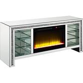 Noralie 59" Fireplace TV Stand with LED in Mirror & Faux Diamonds