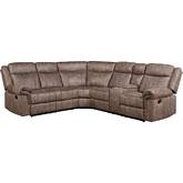 Dollum Dual Recliner Sectional Sofa in 2 Tone Chocolate Velvet