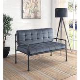 Brantley Loveseat in Tufted Gray Velvet & Sandy Gray Metal