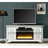 Noralie 67" Fireplace TV Stand in Mirror & Faux Diamonds