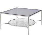 Adelrik Coffee Table in Tempered Glass & Chrome Finish