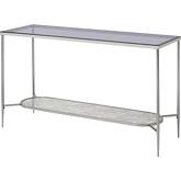 Adelrik Sofa Table in Tempered Glass & Chrome Finish