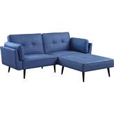 Nafisa Adjustable Sleeper Sofa & Ottoman in Blue Fabric