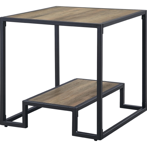 Idella End Table in Rustic Oak & Black Finish