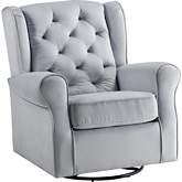 Zeger Accent Swivel Glider Chair in Tufted Gray Fabric