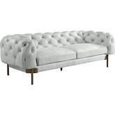 Ragle Sofa in Tufted Vintage White Top Grain Leather