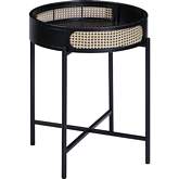 Colson End Table in Black & Rattan