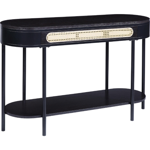 Colson Sofa Table in Black & Rattan