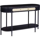 Colson Sofa Table in Black & Rattan