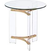 Sosi End Table in Tempered Glass, Acrylic & Gold