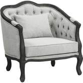 Samael Accent Chair in Tufted Gray Linen & Dark Brown