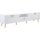 Gaines 79" TV Stand in High Gloss White & Gold