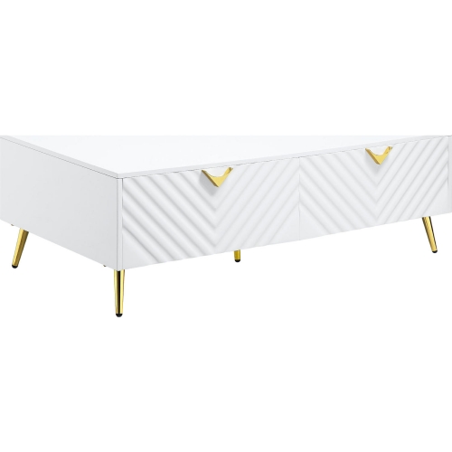 Gaines Coffee Table in High Gloss White & Gold