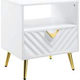 Gaines End Table in High Gloss White & Gold