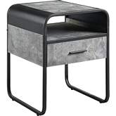 Raziela End Table in Concrete Gray Finish & Black
