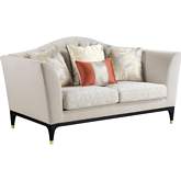 Tayden Loveseat with 4 Pillows in Beige Velvet