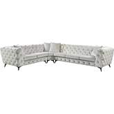 Atronia Sectional Sofa in Tufted Beige Fabric