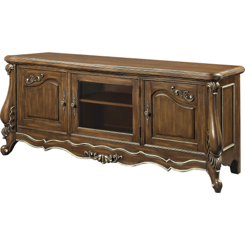 Latisha 75" TV Stand in Antique Oak Finish Wood