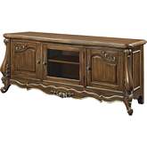 Latisha 75" TV Stand in Antique Oak Finish Wood