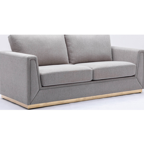 Valin Sofa in Grey Linen & Gold Metal